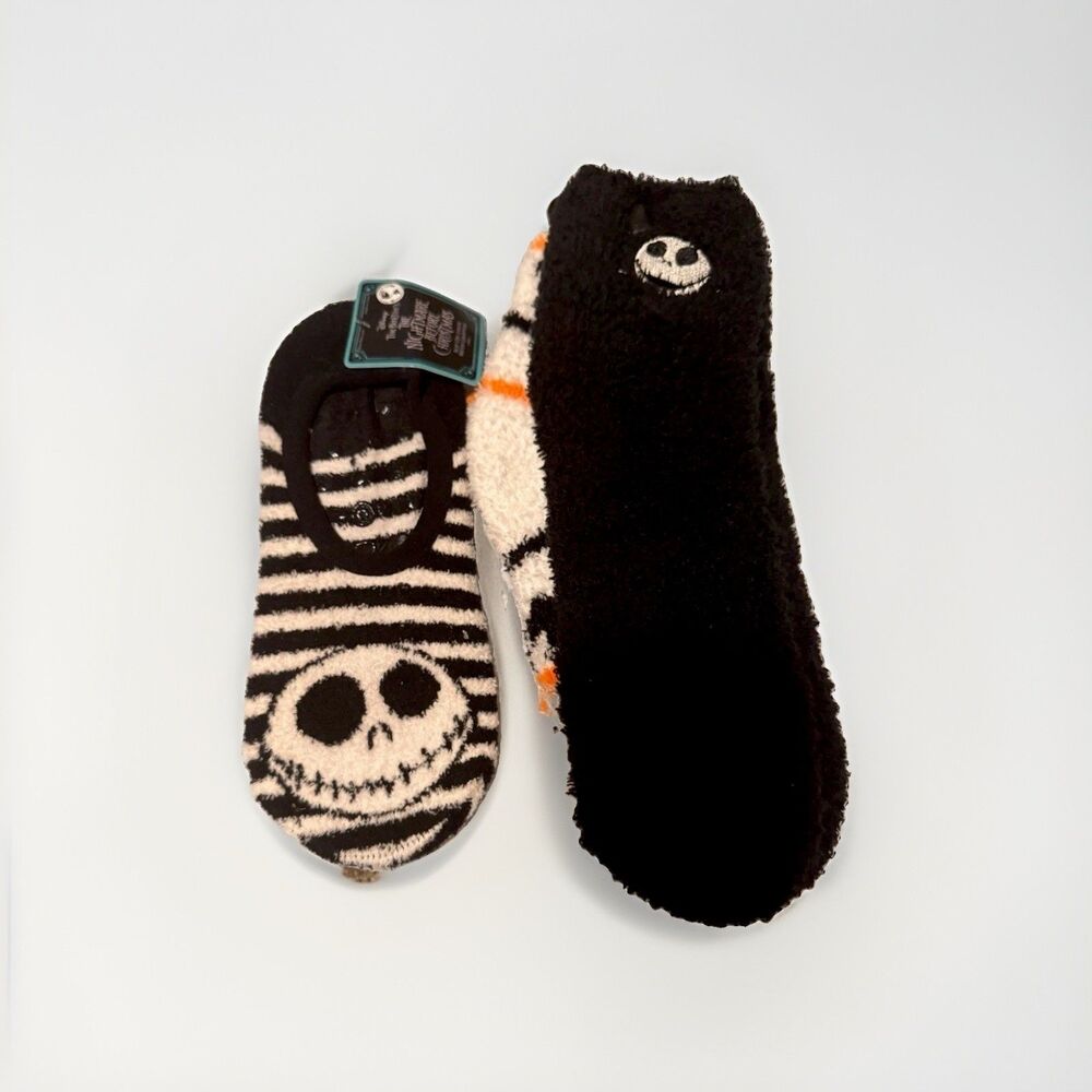 Disney Jack Skellington Fuzzy Slipper Socks 3 Pairs Size 4-10